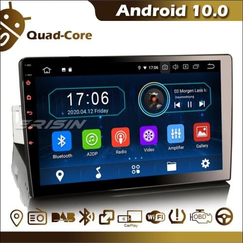Erisn ES5910U 1 Din Universal Detachable Android 10 Car Radio DAB+ FM Bluetooth OBD CarPlay GPSTPMS DVR WiFi 4G DVB-T Camera SD