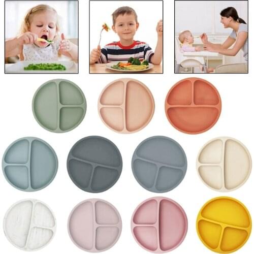 Waterproof Food Grade Silicone Baby Divided Suction Bowl Anti-Slip Children Dinner Plate Infant Learning Feeding Dish