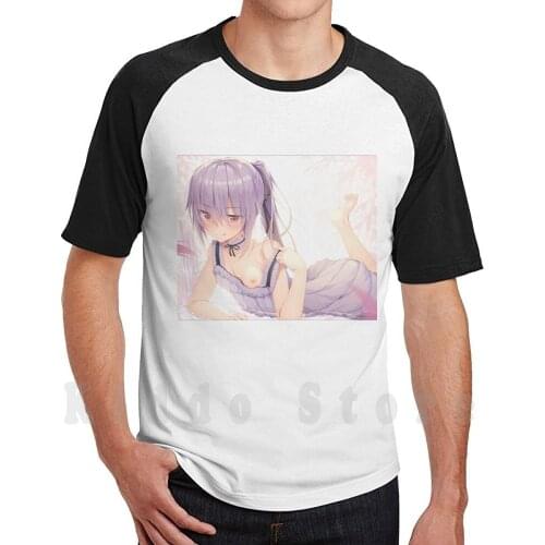 Waifu T Shirt Men Cotton Cotton S-6Xl Waifu Japanese Girls Purple Kawaii Cute Pantsu Senpai Ecchi Hentai Anime Manga Weeb