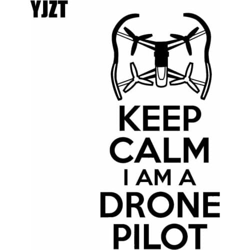 YJZT 16CM*8.2CM Drone Vinyl Decal Car Sticker "KEEP CALM I AM A DRONE PILOT " Black/Silver C3-0186