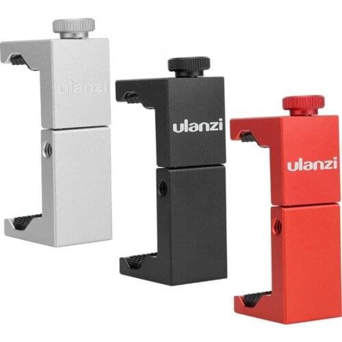 Ulanzi ST-02S Phone Clip Holder with Cold Shoe 1/4'' Screw Tripod Phone Mount Stand Clipper for iPhone X 8 Plus 6.5-9.5cm phone
