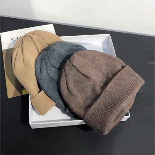 Women Knitted Hat Double-deck Winter Autumn Comfortable and Warm Easy to Match Khaki Black Gray Opalescent Ginger