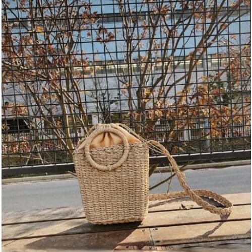 2020 Fashion Hot Summer Ladies Handmade Rattan Ring Straw Bag Woven Crossbody Beach Bags Square Handbag Bags