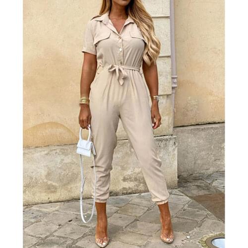 Streetwear White Sexy Bodycon Jumpsuit Women Overalls Rompers 2021 Short Sleeve Skinny Summer Womens Jumpsuit