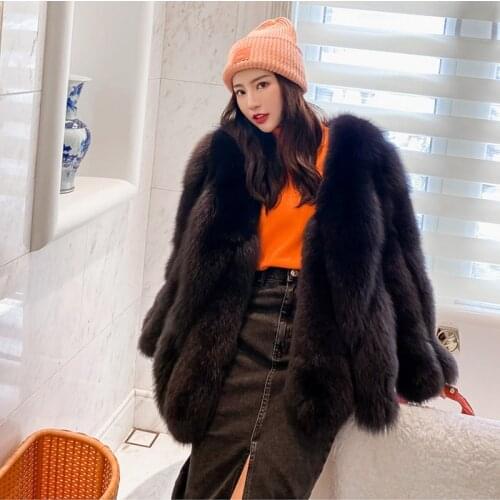 2020 Winter New female fluffy Natural Real fox fur long coat women thick outwear coats
