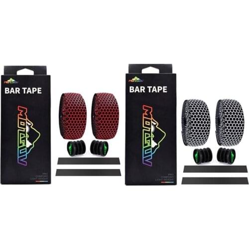 2Set MOTSUV Bicycle Handlebar Tape Silica Gel Tape Soft Breathable Bike Handlebar Tape MTB Fixed Gear Belt Red & White