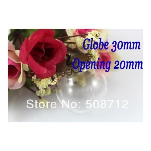 30sets 30mm Clear Glass Globe Bottle opening with Antique Bronzed Pendant Base