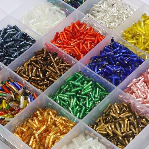 300Pcs 2x6mm Loose Glass Seed Spacer Long Tube Leptospira Beads For Jewelry Making DIY Handmade Bracelet Garment Sew Accessories