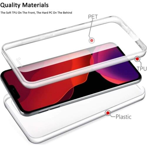 360 Full Protective Phone Case for iPhone 12 11 Pro Max Mini X XR XS Max 5 6 6S 7 8 Plus SE 2020 Clear Coque Silicone Funda