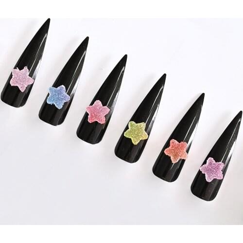 50Pcs Love five-pointed star soft candy Nail Art Charms Gradient Colorful Jelly Nail Decorations Manicuring Accessories