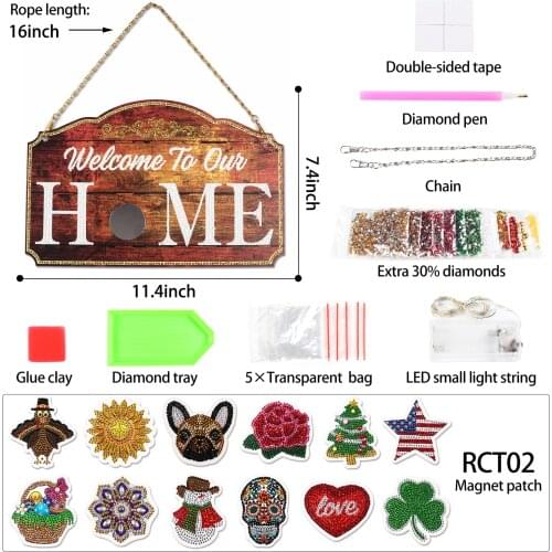 5D DIY Diamond Luminous Home Door Hanging Garland Party Decoration for Door Wall Window Hanging Ornament Pendant Garden Decor