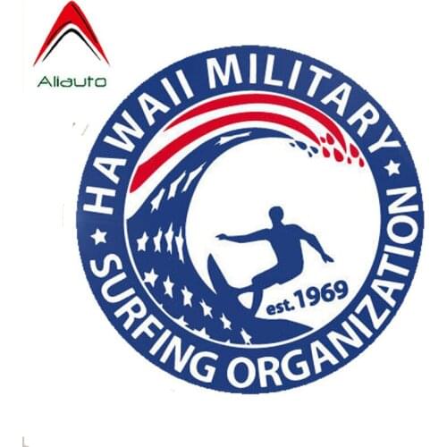 Aliauto Personality Custom Car Sticker Hawaii Military Surfing Organization PVC Motorcycle Anti-UV Decal Decoration,14cm*14cm