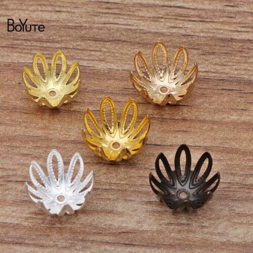 BoYuTe (100 Pieces/Lot) 12MM Metal Brass Stamping Flower Bead Caps Accessories Diy Hand Made Jewelry Materials Wholesale