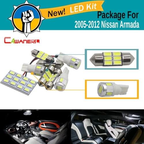 Cawanerl 15 x Car 5630 SMD LED Bulb White Dome Map Trunk Step License Plate Light LED Kit Package For 2005-2012 Nissan Armada