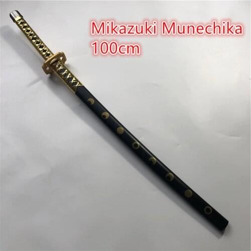 Roronoa Zoro Wooden Sword Weapon Anime Cosplay Mikazuki Munechika Wood Ninja Knife Samurai Sword Prop Toys for teens 100cm