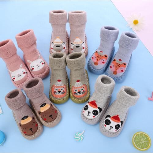 Toddler socks with rubber soles for toddlers kids socks baby boys sock shoes warm terry thicken slippers infants girl winter