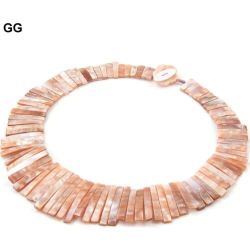 GG Jewelry Natural Beautiful Top-drilled Pink Lanvender Sea Shell Necklace 17inch Classic For Women