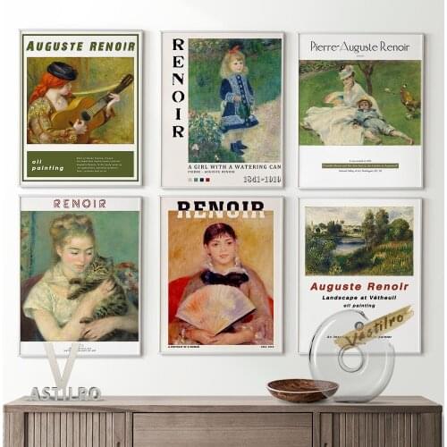 Auguste Renoir Exhibition Museum Poster Retro Wall Art Canvas Painting Vintage Prints Art Home Room Decor Gallery Wall Picture
