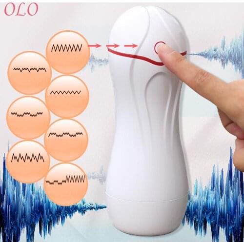OLO Sucking Vibration Sex Toys for Men Sex Products Male Masturbator Cup Soft Pussy Sex Machine Real Vagina Automatic Voice