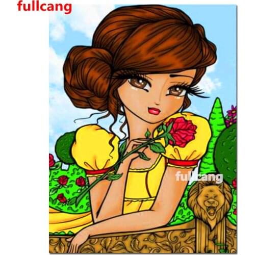 Beautiful Yellow Dress Girl 5d diy diamond painting Cartoon diamond embroidery pictures full Square round drill Mosaic JX2279