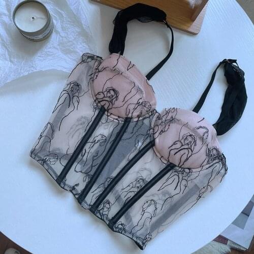 Wriufred Beauty Embroidered Lace Strap Top Womens Summer Outer Wear Short Clavicle Ladies' Inside Underwear Eyelashes Lingerie