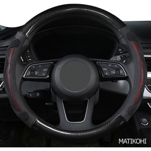 MATIKOHI Carbon Fiber Leather Car Steering Wheel Cover For Infinitis Q30 Q50 FX35 QX50 QX56 QX60 QX70 FX G25 G37