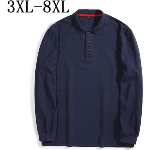 2019 New Business Polo Shirt Men Casual Solid Male Polo Shirt Long Sleeve Top Quality Mens Polos Plus Size 5XL 6XL 7XL 8XL