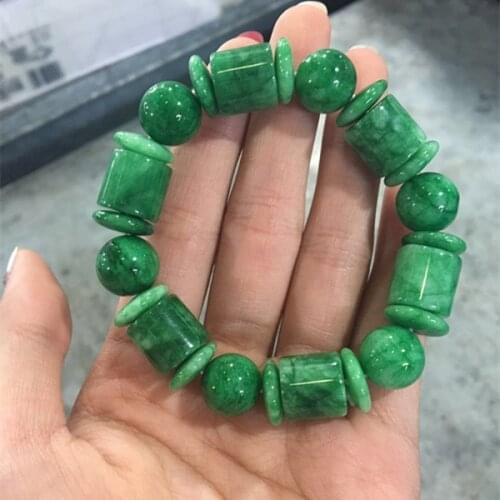 Natural green jade bracelets handcarved beads jasper jadeite jade bracelet men emerald Jade bangles