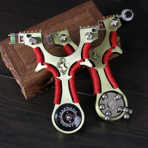 2021 New Strong Magnet and Compass Laser Slingshot Steel Ball Flat Leather Rubber Band Accessories Outdoor Sports Hunting Game