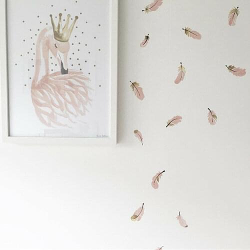 New DIY Creative Pink Feather Wall Sticker for Kid Baby Bedroom Window Decals Home Decoration Mural Car Vinyl Wall Art stickers