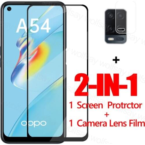 Full Glue Glass For OPPO A54 Screen Protector Tempered Glass For OPPO A54 Protective Phone Film For OPPO A54 Camera Lens Film