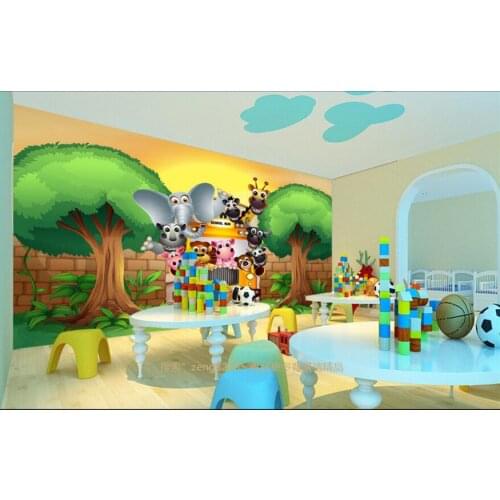 The custom 3D murals,Animal School papel de parede,3D animation for living room sofa TV wall bedroom wall paper
