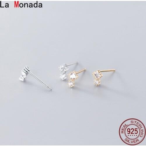 La Monada Two Inlay Stud Earrings For Women Silver 925 Minimalist Fine Women Earrings Jewelry Stud Earrings 925 Sterling Silver