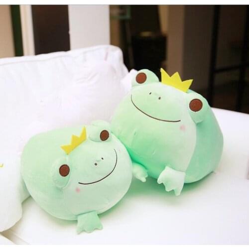 35cm cute the Crown Frog plush pillow stuffed down cotton kids toys kawaii smile frog dolls for children birthday gift