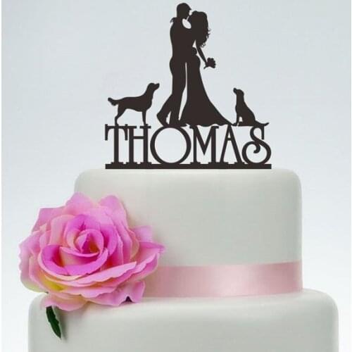 Wedding Cake Topper,Bride and Groom Cake Topper,Couple Silhouette,Custom Cake Topper,Dog Cake Topper,Funny Cake Topper