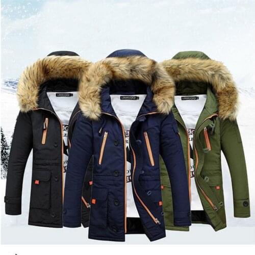 Thicken Mens Winter Faux Fur Collar Long Thick Parkas Jacket Men Outwear Hooded Windbreaker Male Outdoor -30 Degree Snow Jacket