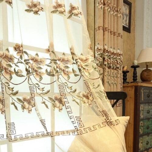 Chinese-style European-style Curtains for Living Dining Room Bedroom Retro Chinese-style Temperament Peony Embroidered Curtains