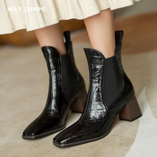 2021 Autumn Big Size 34-40 Sexy High Heels Ladies Shoes Fashion Round Toe Women Boots Winter Ankle Boots Black Chelsea Boots