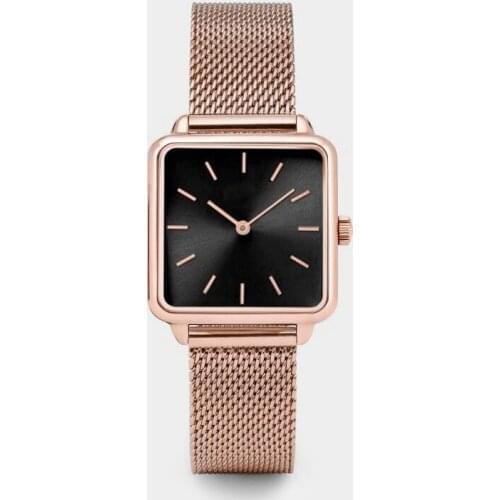 Women Watches Fashion Top Brand Luxury Dress Quartz Wrist Watch Ladies Steel Mesh Square Watch Gold Clock Gift Montre Femme