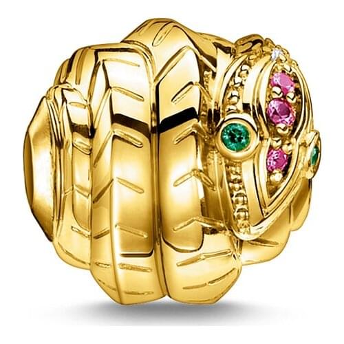 Gold Color Snake Charm Beads 925 Sterling Silver Good Jewelry Accessories fit Bracelet Necklace for Women Men Gifts Wholesale