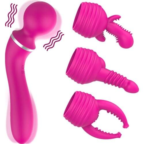 10 Mode Double head Dildo Vibrator for Women with 3 headgears G Spot massage anal vaginal Adult Sex Toy Lick Clitoris Stimulator