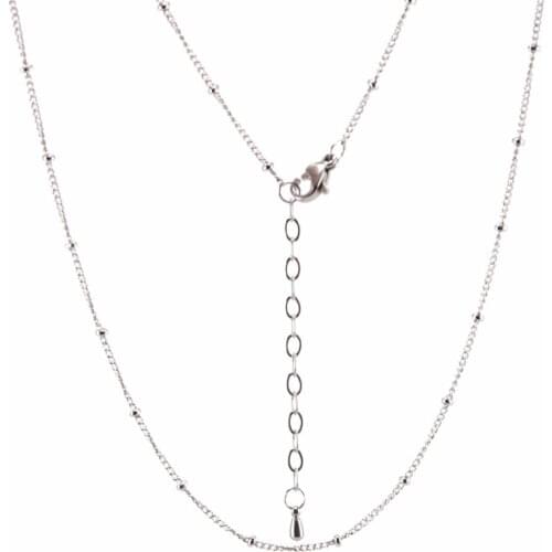 10pcs 20+2inch 316 Stainless Steel ball station Chain For memory living Glass Locket & oil Diffuser Locket men women