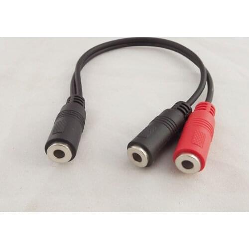 10pcs 3.5mm Female Jack To 2x3.5mm TRS Stereo Female Extension Audio Adapter Cable 20cm
