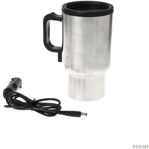 12V Car Heating Cup Stainless Steel Travel Electric Kettle Insulated Heated Thermos Mug Car-Styling