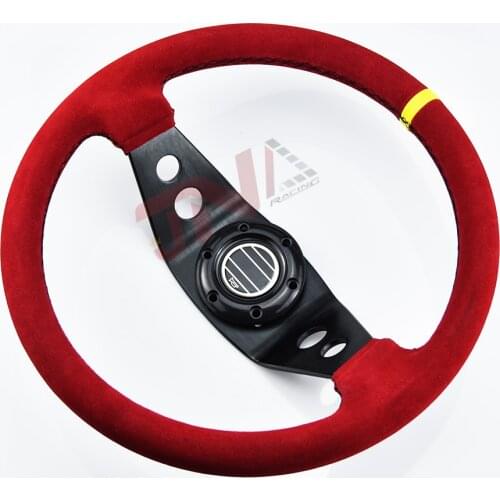 JDM 14inch Suede Leather Racing Game 350mm Steering Wheel with Black Spoke for Car Accessories