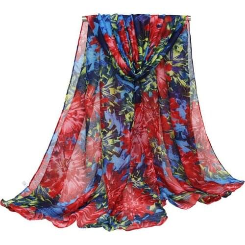 2017 Fashion Abstract Flower Pattern Scarf Women Ombre Floral Print Scarves Shawls Wraps Hijab 6 Color 10PCS/lot Free Shipping