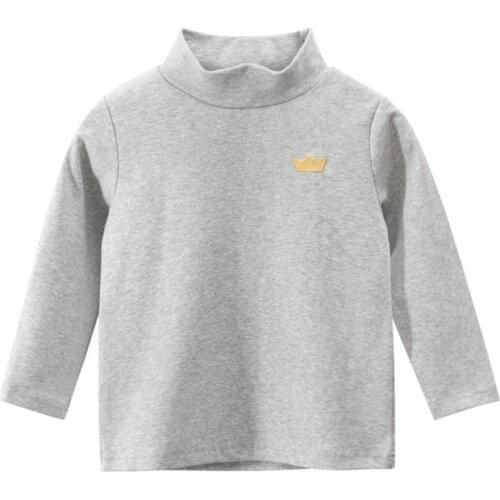 2021 Autumn Baby Boys T-shirt Cotton Long Sleeve Solid Color Kids Shirt Soft Fashion Casual Turtleneck Top Girl Children Clothes