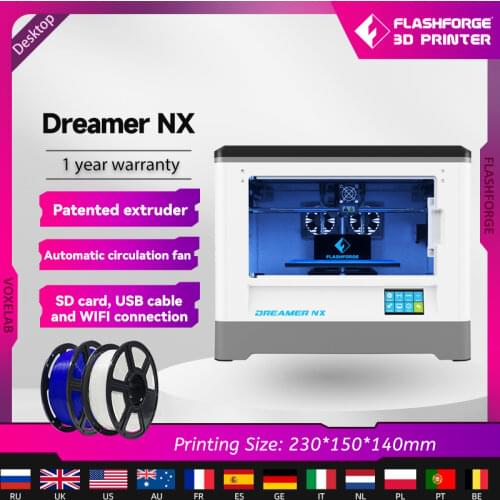 Flashforge Dreamer NX 3d Printer for Home Use Patent Extruder Auto Radiating Heating Bed Full Color Touch Screen Impresora 3d