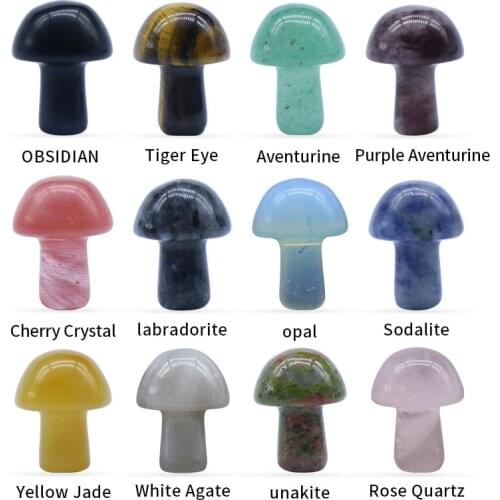 6/24/50pcs 15*20mm Mini Mushrooms Natural Stone Pendant Chakra Jewelry Pendulum Amulet Flower Pot And Fish Tank Decoration Beads