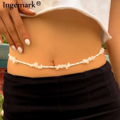 Bohemia Kpop White Stone Crystal Waist Beads Body Chain Fashion Simple Sexy Women Summer Bikini Beach Accessories Charm Jewelry